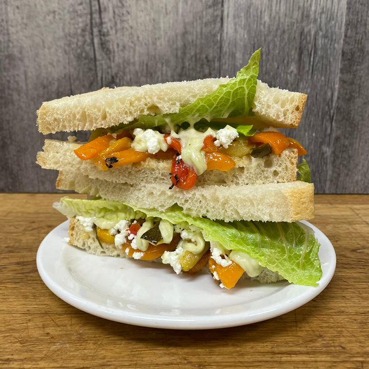 Roasted Vegetables with Goat Cheese Sandwich